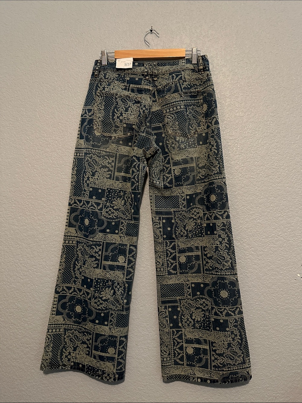 New Cali 1850 Boho Paisley Floral Wide Leg Jeans - Picture 5 of 6